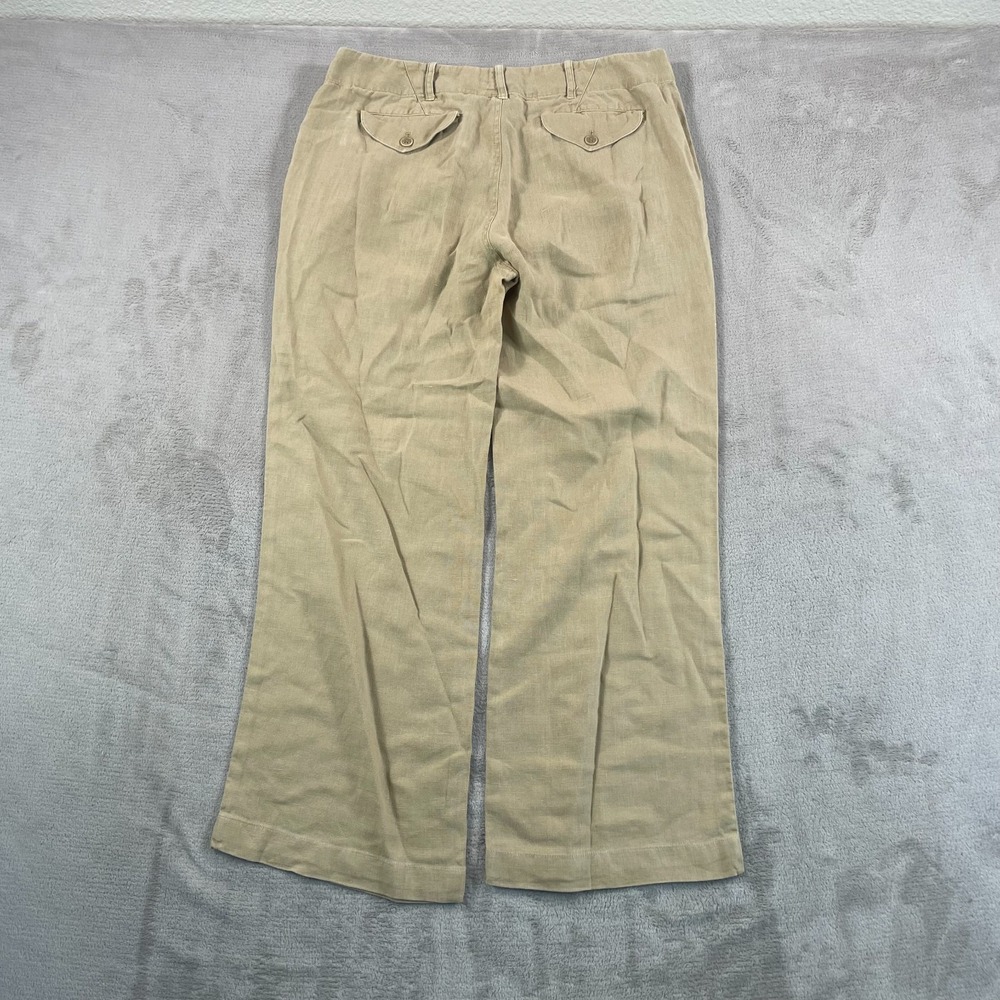 Vintage Ralph‎ Lauren Collection Wide Leg Trouser Pants Women 8 Beige 100% Linen - Picture 3 of 8